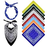 8 Stück Bandanas,Unisex Paisley Bandana für Herren Damen,Kopftücher für Damen, Bandana Tuch, Tuch Bindetuch, Haarschal in Paisley Muster, Headwear Haar Schal Ansatz Handgelenk Kopf Biker, 54 x 54 cm