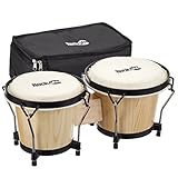 Rockjam RJ-100300 7 'und 8' Bongo-Set mit gepolstertem Beutel und Tuningschlüssel natürlich