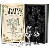 GLASSIQUE CADEAU Kristall Grappa und Likör Gläser | 6er Set | Kleines 90 ml Grappagläser für Aperitif, Digestif Spirituosen, Limoncello, Schnapps, Sambuca | Schnapsgläser mit Langem Stiel