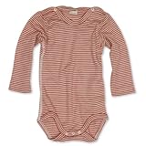 Lilano Baby Body, Größe 50, Farbe Rot-Natur aus 70% Schurwolle kbT, 30% Seide - Vertrieb nur durch Wollbody®