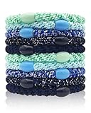 Kisvic Haargummis Damen, 10 Stück Mode Geflochtene Hair Ties, Elastische Haarbänder Mehrfarbigen für Frauen/Mädchen/Kinder,Dickes und Lockiges Haar, Blau