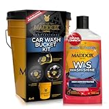 Maddox Detail - Komplettes Autowaschset | inkl. Wash & Shine Shampoo, Eimer mit Deckel, Gitter und Schwamm | Aktivschaum und Glanz mit Wachs