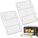 ZBKJYILF Abkühlgitter 2er-Set, Grillrost, Edelstahl Gitter, Ideal zum Braten, Backen, Grillen und Kühlen - Gesund, Langlebig und Spülmaschinengeeignet-21.5×14.5cm