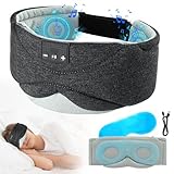 Shinkuro Schlaf Kopfhörer BluetoothAugenmaske, drahtlose Schlaf Kopfhörer Built in HD Soft Lautsprecher, 3D Augenmaske mit Gel Schlaf Maske, HOT oder kalt, 100% Light Blocking Schlafmaske (schwarz)