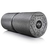 BODYMATE Faszienrolle CARE Mittel-Hart mit umlaufender Rille zu Wirbelsäulen-Entlastung mit E-Book - Schwarz 35x14cm
