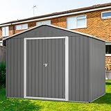 OCACA Geräteschuppen Gartenhaus Schuppen Stahl Graues Metall-Tool-Shed mit Klapptür, Anthrazit-Farbe – Ideal für Gartengeräte und Werkzeugaufbewahrung