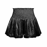 Ewige Jugend Film für Damen mit lockerer elastischer Taille, die Flash-Shorts hängt Minirock 50(Schwarz,S)