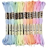 CABODYALS 12 Strang 96 m Anchor Stickgarn Blau Gelb Rosa Stopfgarn Kreuzstichgarn Buntes Embroidery Bunter Freundschaftsarmband Schnurgarn Farben zum Herstellen von Armbändern Armbandstricken Nähen