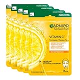 Garnier Feuchtigkeitsspendende Tuchmasken für sensible Haut, Mit Hyaluronsäure und Vitamin C, Für strahlende Haut und einen Glow-Effekt, SkinActive, 5 x 1 Masken