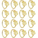TINA.WIN 16 StüCk Elegante Serviettenringe Aus Metall, Serviettenspange Blatt, Geeignet FüR Hochzeit, Weihnachten, Familientreffen, Tischdekoration, 35 * 40 * 46mm