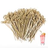 200 Stück Bambus-Cocktailspieße mit Dekorativem Knoten, 12 cm Holzspieße für Fingerfood, Snacks, Antipasti & Canapés, Cocktailspieße Ideal für Partys, Catering, Hochzeiten, Barbecue