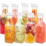 GUSTO Kunststoff-Karaffe mit Deckel, quadratischer Boden, transparenter Krug mit Klappdeckel, leicht zu gießen, Saftbehälter mit Deckel, perfekt für Mimosenbar, Wasser und Kaltgebrühung, 8 Stück