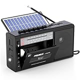 PRUNUS J-360 Tragbare Kassettenspieler mit Bluetooth, AM/FM Kassettenradio mit Akku & Solarpanel, Kleines Radio kassettenrekorder mit Kopfhöreranschluss, AUX/TF/USB-Laufwerk.