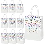 10 Stück Geschenktüten,Geschenktüten aus Kraftpapier,Bronzing Kraft Tasche mit, Party Geschenk Papiertüten für Weihnachten/Hochzeit/Geburtstag Party
