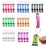 35 Stück Flaschenöffner Schlüsselanhänger Aluminium Bieröffner Multifunktionaler Mini Bottle Opener Aluminium Bierflaschenöffner für Restaurants, Weinbars, Camping, und Familie (7 Farben)