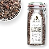 Kakao Nibs BIO 700g im Premium Glas | EDEL KRAUT - 100% naturreine rohe Kakaonibs BIO aus kontrolliert biologischem Anbau, frei von jeglichen Zusatzstoffen - organic raw cacao nibs