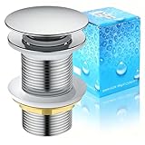 Universal Ablaufgarnitur für Waschbecken & Waschtisch Modernes Pop-Up Click Clack Ventil - Ablaufventil mit Überlauf, Edelstahl ，Messing (Ohne Überlauf)