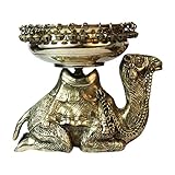 Kartique Urli Traditionelle Schüssel aus Messing mit Glocken, sitzendes Kamel-Schaustück, Gefäß zum Dekorieren von Blütenblättern in Wasser, goldfarben, Höhe 22,9 cm