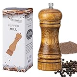 Pfeffermühle/Salzmühle Holz - Verstellbare Keramikmühle Klein für frische Gewürze - Manuelle Handmühle Mini Grinder für die Küchenbenutzung