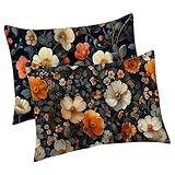 Kissenbezug 70x90 cm Sommer Outdoor Kissen Blume Sitzkissen Outdoor Wetterfest Kissenbezüge Rechteckig Sofakissen 2 Stück, Boho Deko Samt Kopfkissenbezug, für Deko Wohnzimmer Terrasse Garten T-6731