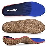 Eggseed Atmungsaktive Kork-Fußgewölbe-Einlegesohlen zur Linderung von Plantarfasziitis, verstellbare orthopädische Einlagen für Plattfüße und Fersenschmerzen, weich gepolstert, Komfort für