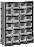 Ama Metallschrank mit 24 Behältern aus schlagfestem Polypropylen für die Werkstatt, Maße 25,5 cm x 64 cm x 95 cm, optimierte Tragfähigkeit
