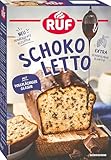 RUF Schokoletto, Backmischung für einen Kastenkuchen aus besonders saftigem Rührteig mit Schoko-Stückchen und extra viel Glasur