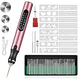 Gravierstift mit 37 Bits, wiederaufladbar über USB, kabellos, Ätz-Gravierwerkzeug, tragbarer DIY-Drehgravierer für Schmuck, Holz, Glas, Steinschnitzerei (Rose)