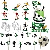 23 Stück Tortendeko Fussball, Fußball Tortendeko Set, Fußball Geburtstagstorte Topper Dekoration Kinder Fußball Kuchen Deko für Junge Geburtstag Fußball Party Cupcake Toppers Deko