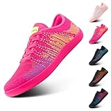 Hitmars Barfußschuhe Damen Zehenschuhe Minimalistische Barfussschuhe Damen Walkingschuhe Fitnessschuhe Laufschuhe Breiter Casual Sneaker Barfuss Schuhe Rot 39 EU