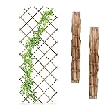 Relaxdays Rankgitter ausziehbar, 3er Set, 180x90 cm, Holz, Rankhilfe Kletterpflanzen, Holzgitter Wand, Spalier, geflammt