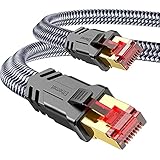SNOWKIDS Cat 8 LAN Kabel 5meter - Netzwerkkabel 5m 40Gbps Hohe Geschwindigkeit, Ethernet Kabel - 2000MHz S/FTP RJ45 Gigabit Flach Nylon Patchkabel f¨¹r Router/Modem/TV/Switch, erhältlich in 0,25-31 m