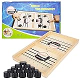 Herefun Hockey Brettspiel Spielzeug, Sling Puck Match-Spiel, 2in1 Tischhockey Katapult Bouncing Brettspiel Holz, Eltern-Kind Interaktion Fast Sling Puck Game, Schachbrett-Set Tisch-Desktop-Partyspiele