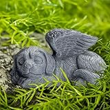 DiDiBirDi Hund Engel Haustier Denkmal Gedenkstein für Hund Grab Marker Tribut Statue,Hund Indoor Memorial Geschenk für den Verlust von Hund, schlafende Hundeengelfigur aus Kunstharz