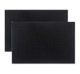 Tebery 2 Stück Bar Service Mat, 45x30cm Silikon Trocknend Matte für Bar Club Küche Café, Rutschfest Gummi Barmatte Abtropfmatte, Schwarz