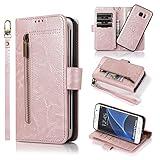 Compatible with Samsung Galaxy S7 Edge Wallet Case, 2-in-1 abnehmbare PU-Leder-Handyhülle Compatible with Samsung Galaxy S7 Edge, magnetische Tasche mit Ständer + Kartenhalter(Rose Gold)