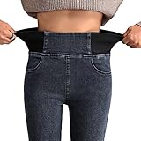 Onsoyours Damen Skinny Jeans High Waist Denim Jeggings Knopfleiste Stretch Hose mit Taschen Pants Legging A Dunkelgrau XL