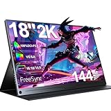UPERFECT Gaming Monitor 144Hz 18' Portable Monitor 2K 2560x1600 mit Freesync/HDR/100% sRGB, Tragbarer Display with IPS /16:10 /300Nit Standard HDMI/Type-C, Extend Monitor für PC/Laptop/PS/Desktops