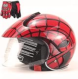 FQXM Kindermotorradhelm, außerhalb des Straßenhelms, Kinderradroller-Motorrad-Helm und Handschuhe, Jungen und Mädchen, die für 3-8 Jahre geeignet sind,B