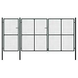 Homgoday Gartentor Metalltor Gartentür Zauntor Zauntür Einzeltor | Doppeltor Hoftor Gartenpforte Einfahrtstor Tor Garten Zaun Pforte Stahl 400 x 200 cm Grün