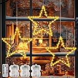 ZWOOS Weihnachtsdeko Fenster Weihnachtssternlichter, 3 Stück 40 LED Weihnachtsbeleuchtung, Weihnachtsstern Beleuchtet mit Timer und 8 Modi, Leuchtstern Weihnachten für Halloween, Fenster, Party Deko