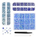 Morcheiong 17000 Stück Strasssteinen aus Kunstharz Blau 2-6mm glitzersteine Mit Pinzette Geeignet für die Herstellung von DIY-Nagelkunst Make-up Brautkleidern Kleidungsbechern