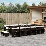 Qnhdfrt Garten Essgruppe 17 teilig mit Kissen PE Rattan Klappstühle Bierzeltgarnitur Outdoor Sitzgruppe für Garten Terrasse Balkon