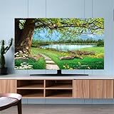 Treer TV Abdeckung Staubschutzhülle, 3D-Motive Hülle Bezug für Fernsehen Schutzhülle Universal Fernseher Hülle Elastisch Staubschutz für 32-80 Zoll TV/PC-Bildschirme (55 Zoll,Bewaldeter See)