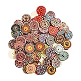 50 Bunte Holzknöpfe, 25 mm, Personalisiert, Exquisit, Retro, Rund, Natürlich, DIY-Zubehör