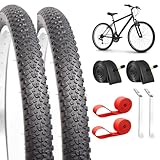 Mountainbike-Reifen und Schläuche-Set, 66 cm (26 x 2,125 Zoll), klappbar, pannensicher, Ersatzreifen mit Paar Innenschläuchen und Reifenhebern für MTB, Off-Road-Bikes, 2 Stück