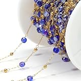 Pegsmio 1 Meter Edelstahl 4 mm Kristallglas-Steinperlen Gliederketten für DIY Handwerk Schmuck Armband Halskette Zubehör