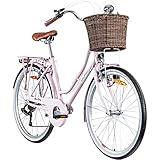 Galano 26 Zoll Cityrad Belgravia 6 Gang Damenfahrrad Mädchenrad Citybike mit Korb, Farbe:pink, Rahmengrösse:18 Zoll