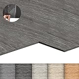 LZQ PVC Bodenbelag Vinylboden Selbstklebend mit Holz-Effekt, 18 Vinyl Fliesen 2,51m² Bodenfliesen Selbstklebend, Klebefliesen Boden Verschleißfest Wasserfest für Wohnzimmer Küche, Eiche Dunkelgrau