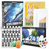 Zenacolor - Acrylfarben set (40 Stück) - 24x12ml Acrylmalerei Starterset - Mit 5 Canvas, 10 Pinsel, 1 Palette - Farben Acryl Malset für Künstler - Malkoffer für Erwachsene